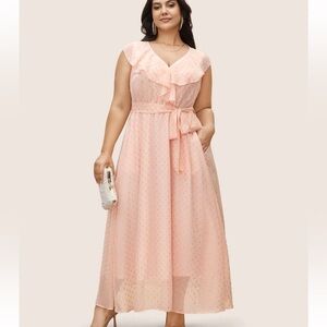 BloomChic Plus Size XL Polka Dot Ruffles Belted Sleeveless Dress us14-16